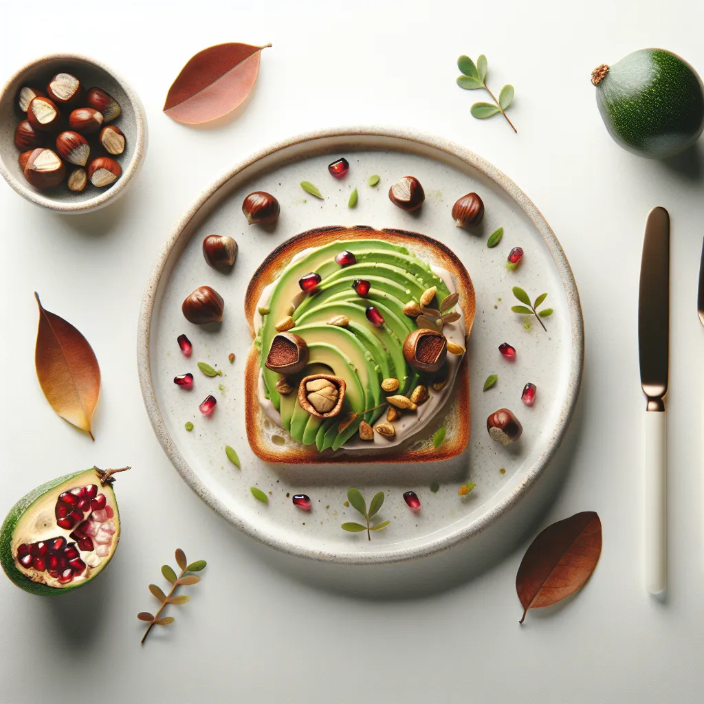Autumnal Avocado Toast with Roasted Chestnuts and Pomegranate