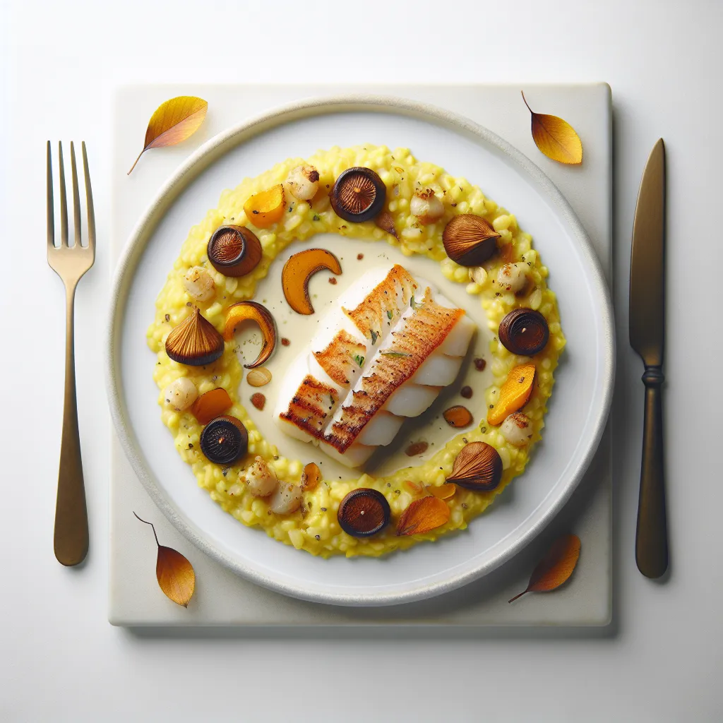 Autumnal Monkfish with Saffron-Infused Risotto and Roasted Chestnuts