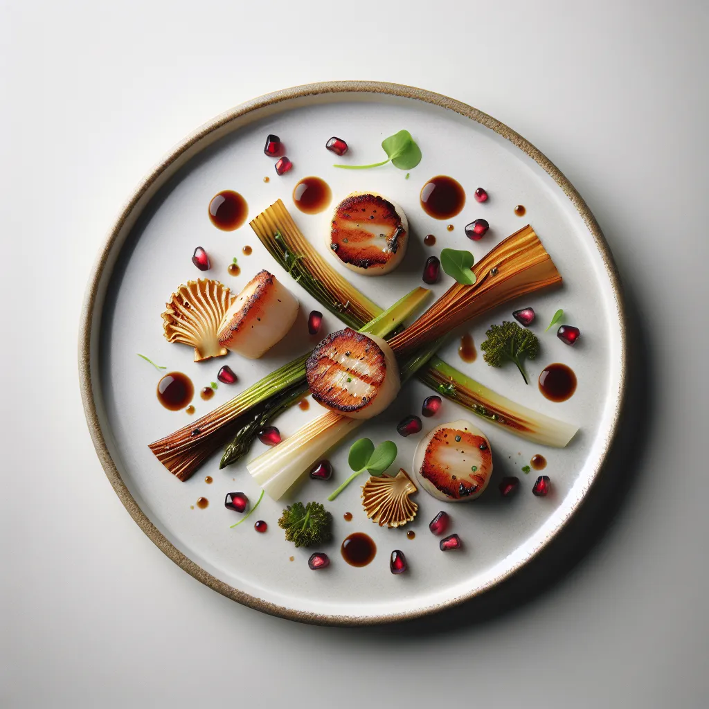 Autumnal Scallop and Salsify with Pomegranate Reduction