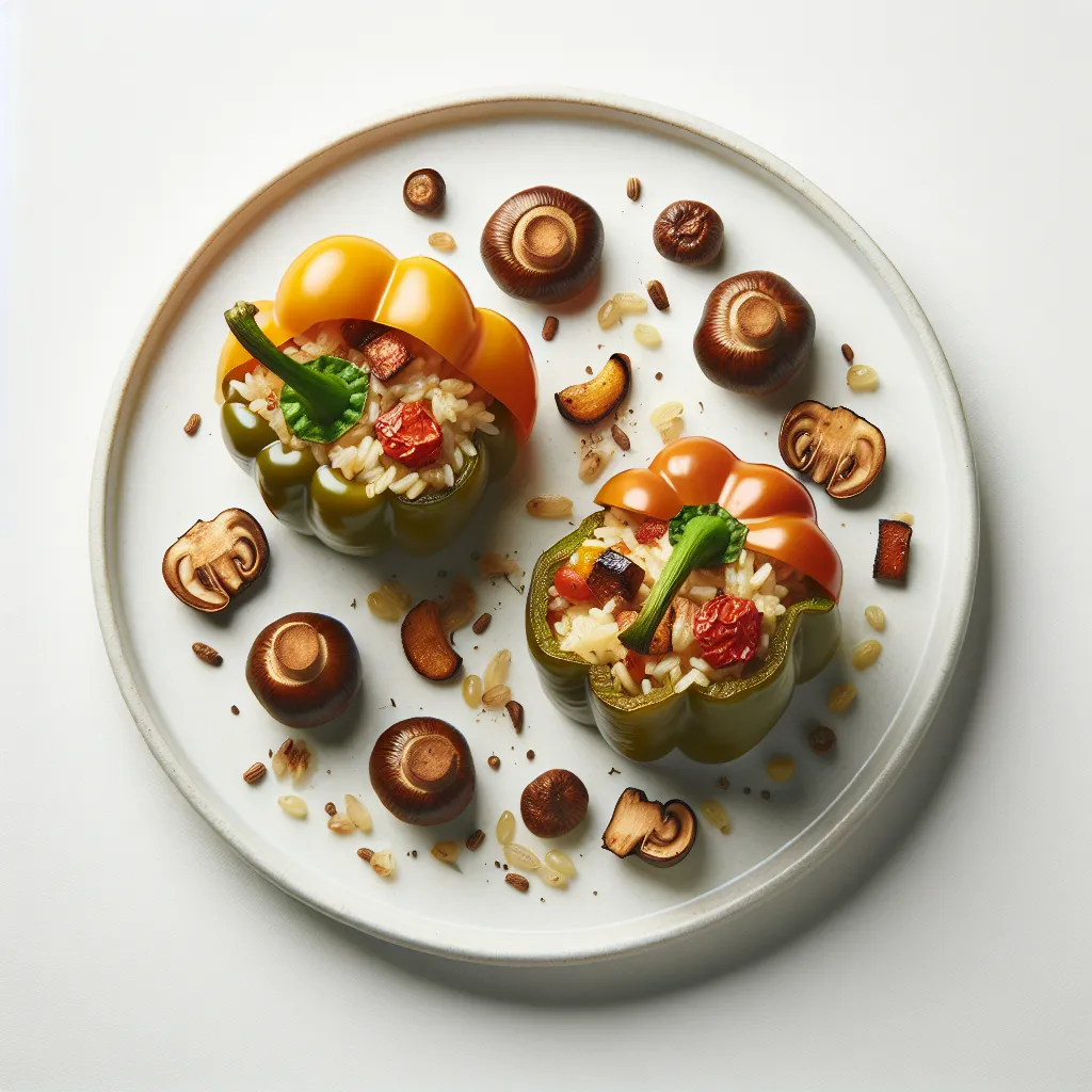 Autumnal Stuffed Bell Peppers with Chestnut and Wild Mushroom Risotto