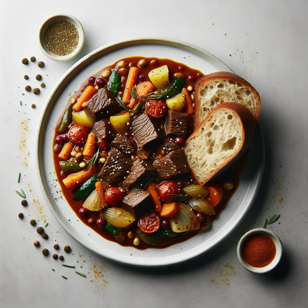 Hearty Beef and Vegetable Stew with Whole Grain Bread