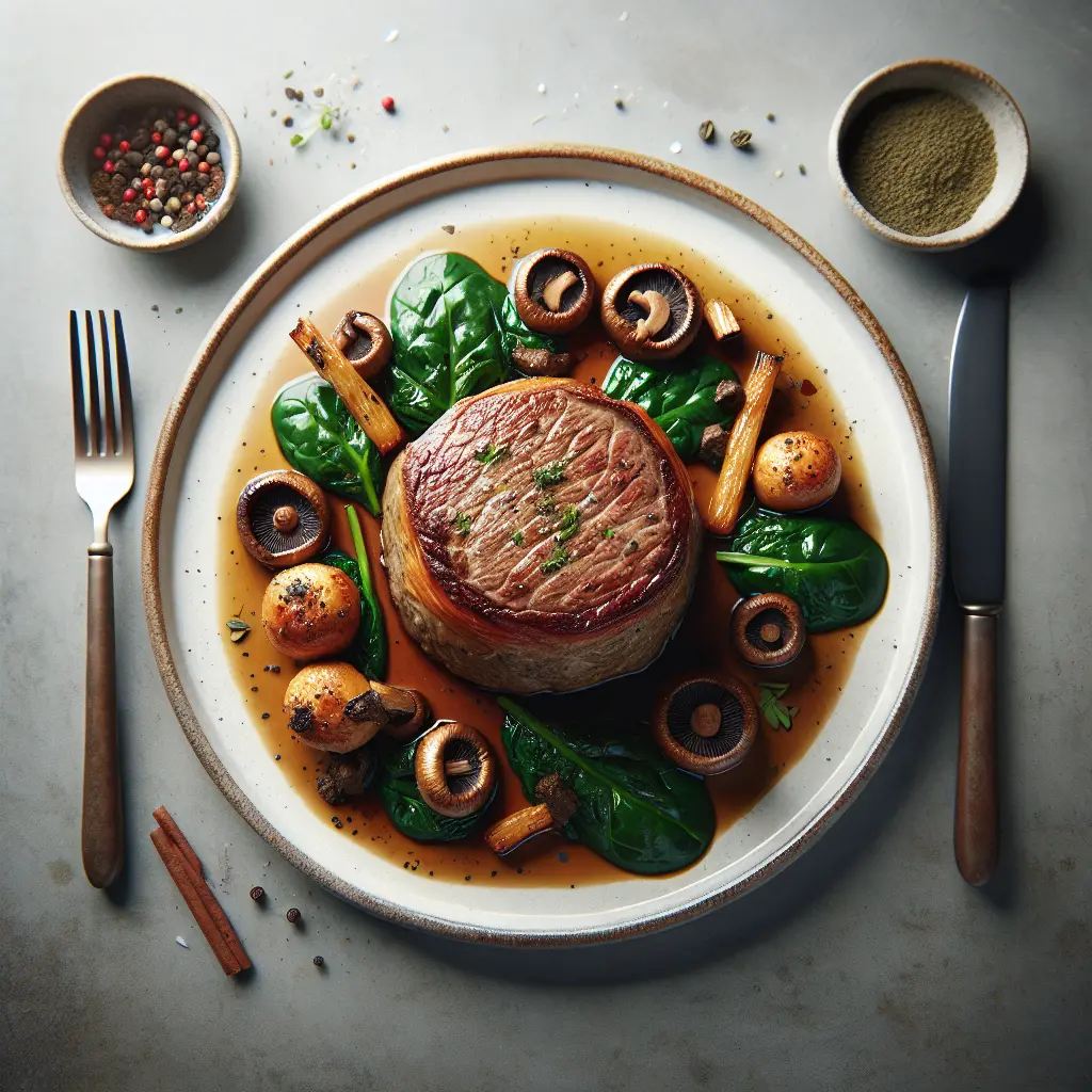 Beef Wellington with Spinach and Mushroom Duxelles