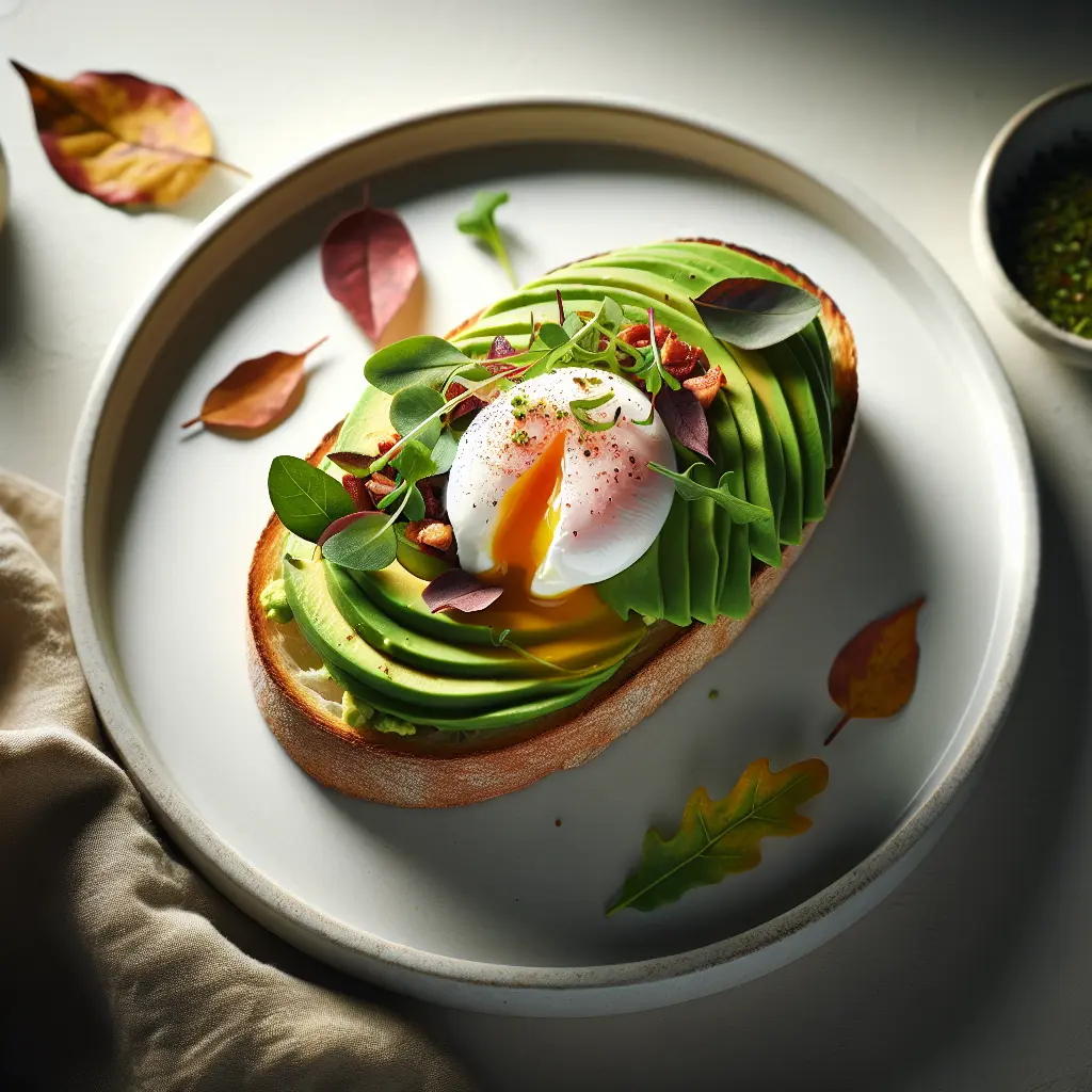 Autumn Breakfast Bruschetta with Avocado and Poached Egg