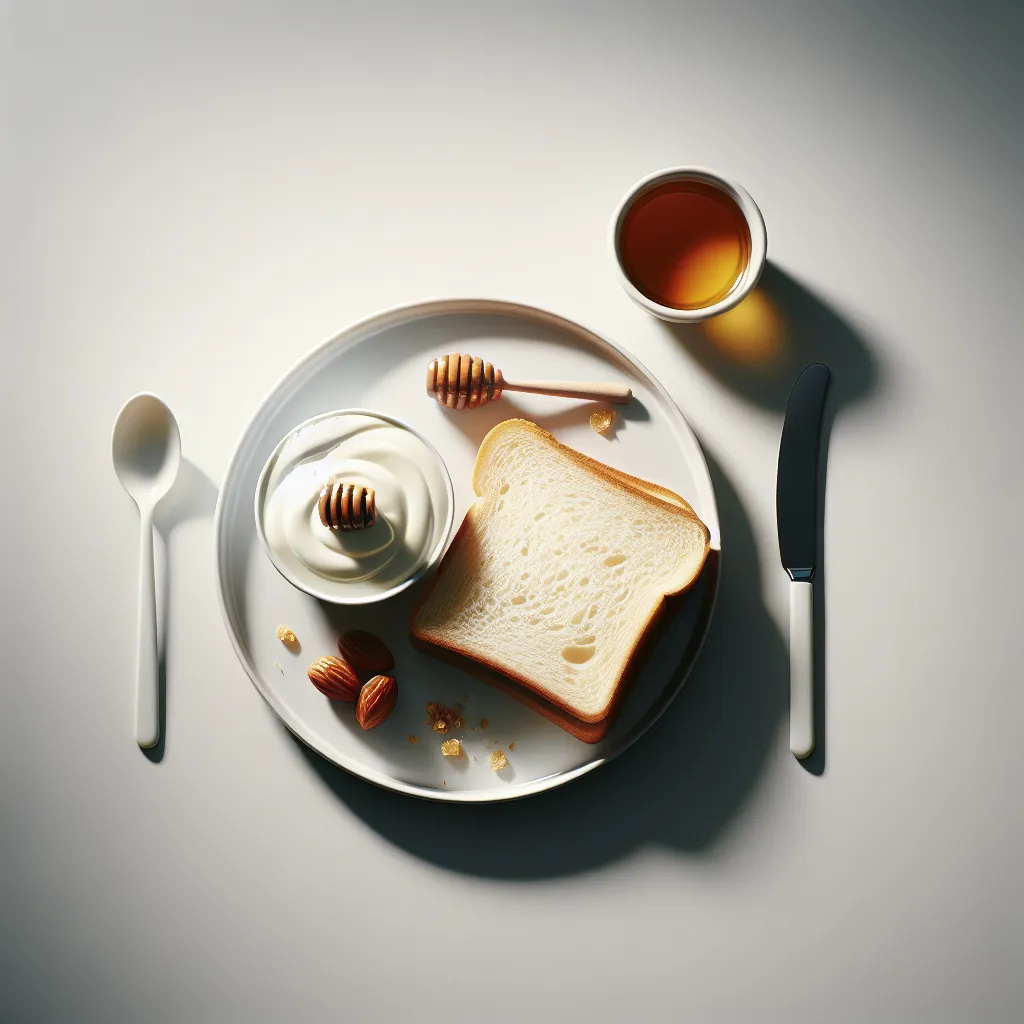 Breakfast with White Bread and Honey Yogurt