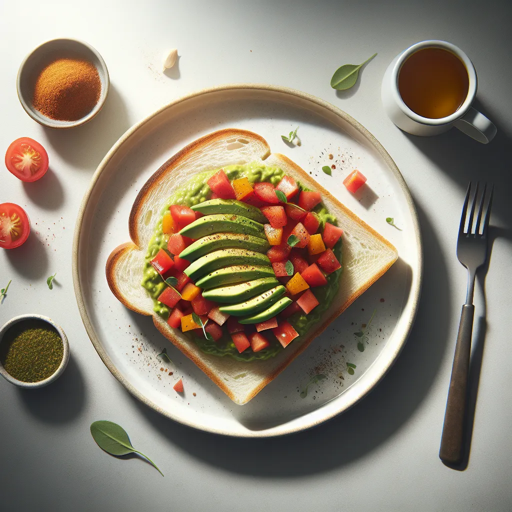 Breakfast with White Bread and Tomato Avocado Salsa