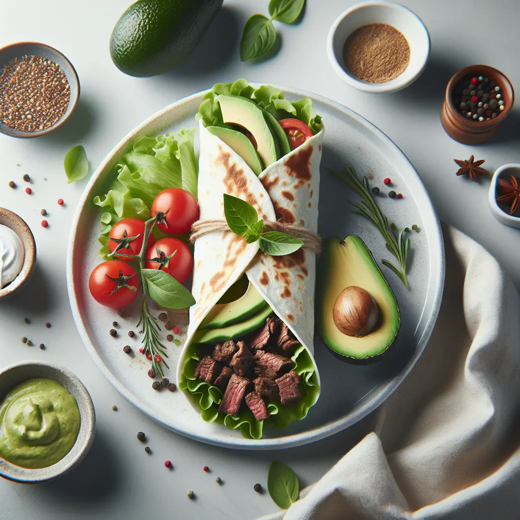 Gourmet Breakfast Wrap with Beef and Avocado