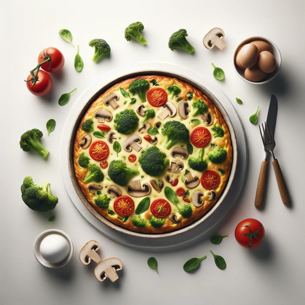 Broccoli and Mushroom Frittata with Tomato and Cheese