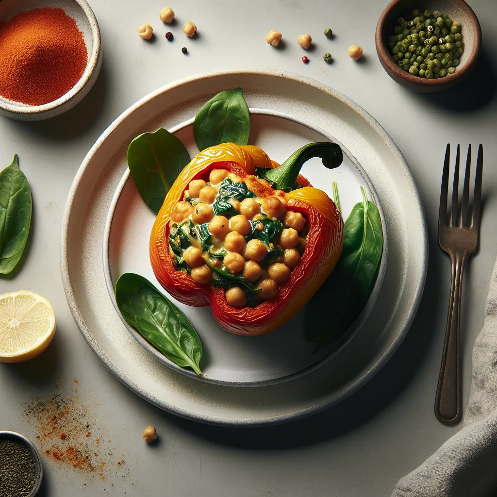 Chickpea and Spinach Stuffed Bell Peppers