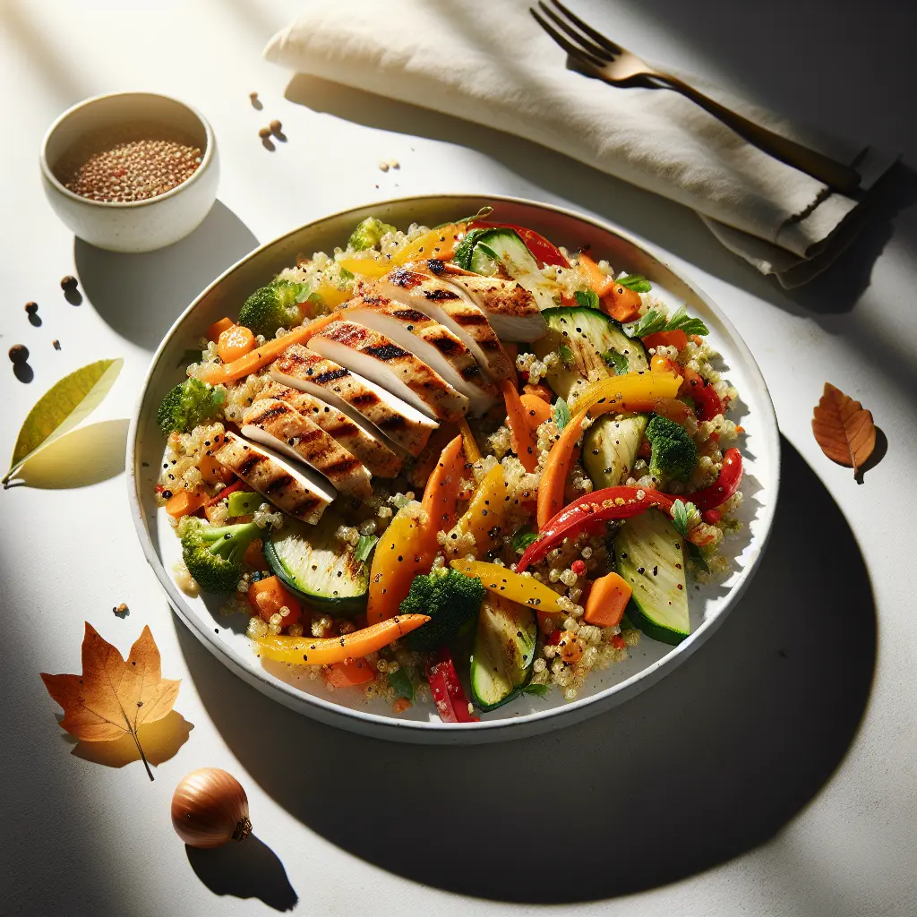 Chicory and Quinoa Salad with Grilled Chicken