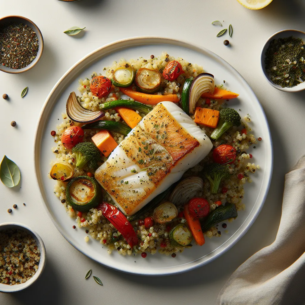 Cod with Quinoa and Roasted Vegetables