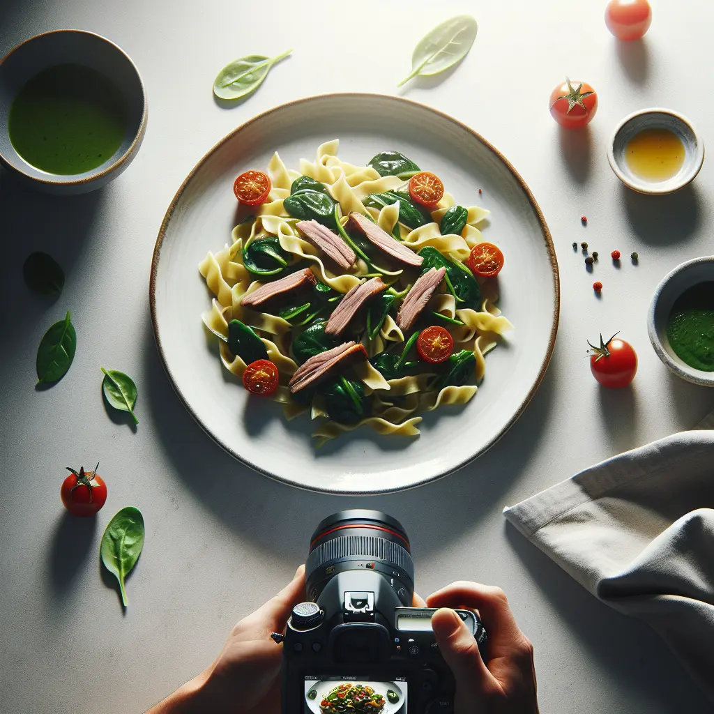 Duck and Spinach Pasta with Cherry Tomatoes