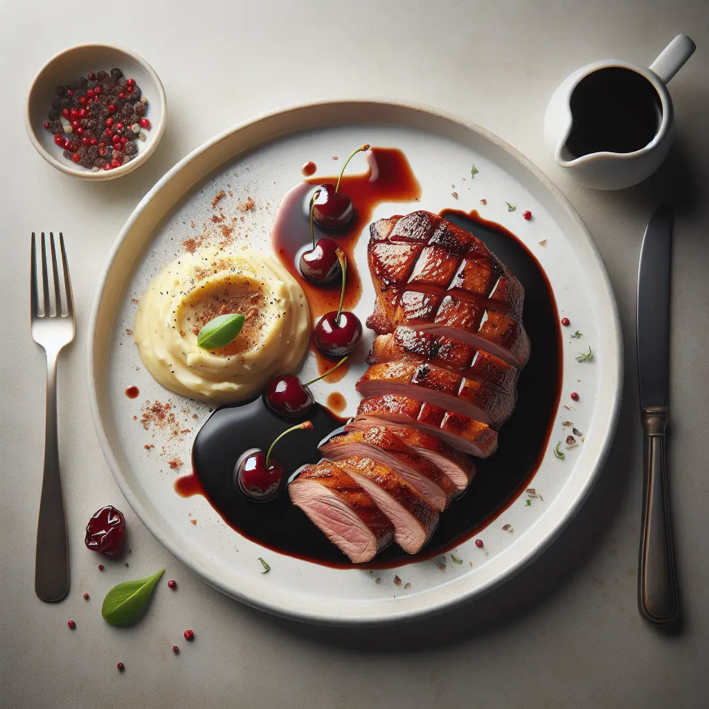 Duck Breast with Balsamic Cherry Sauce and Mashed Potatoes