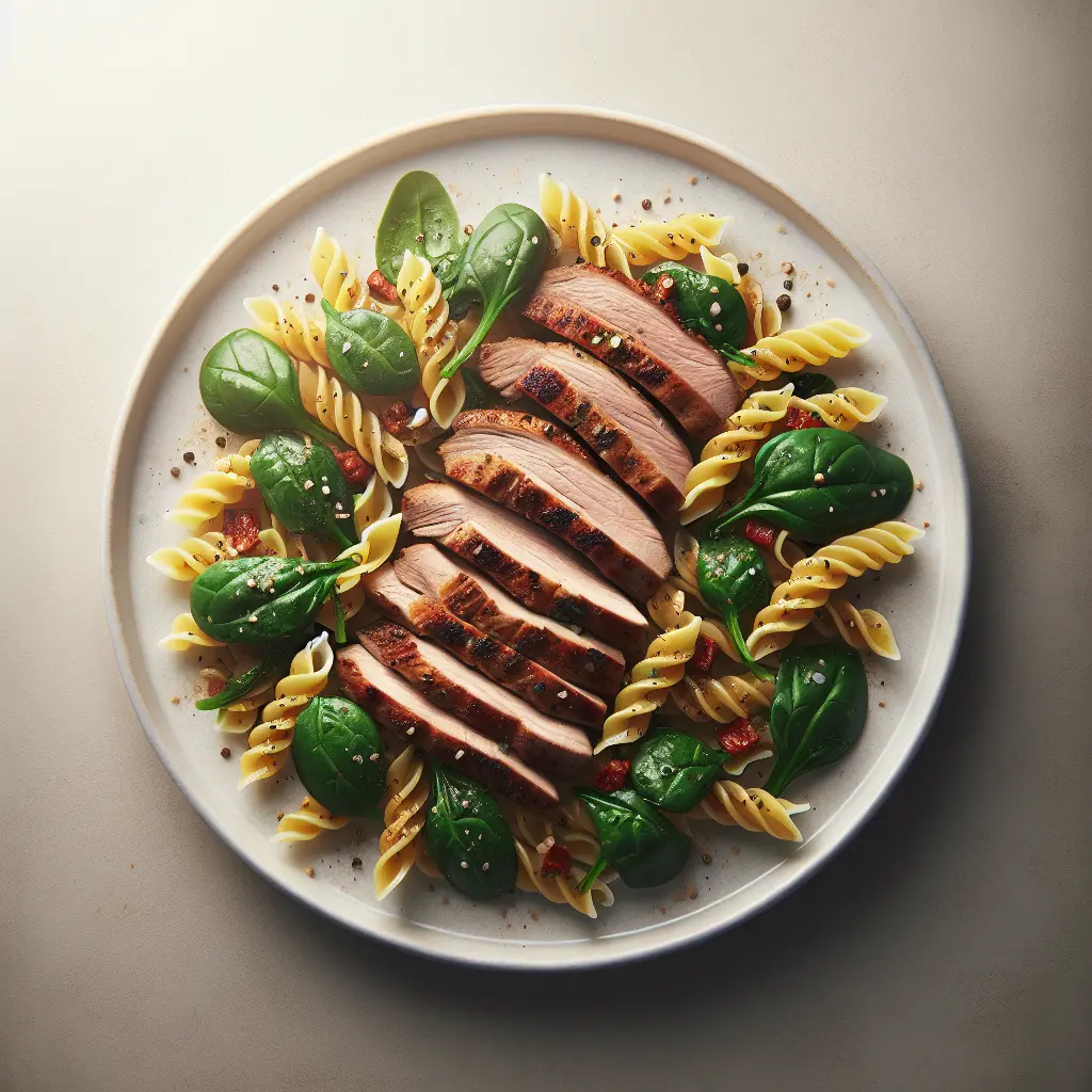 Duck Breast with Whole Wheat Pasta and Spinach