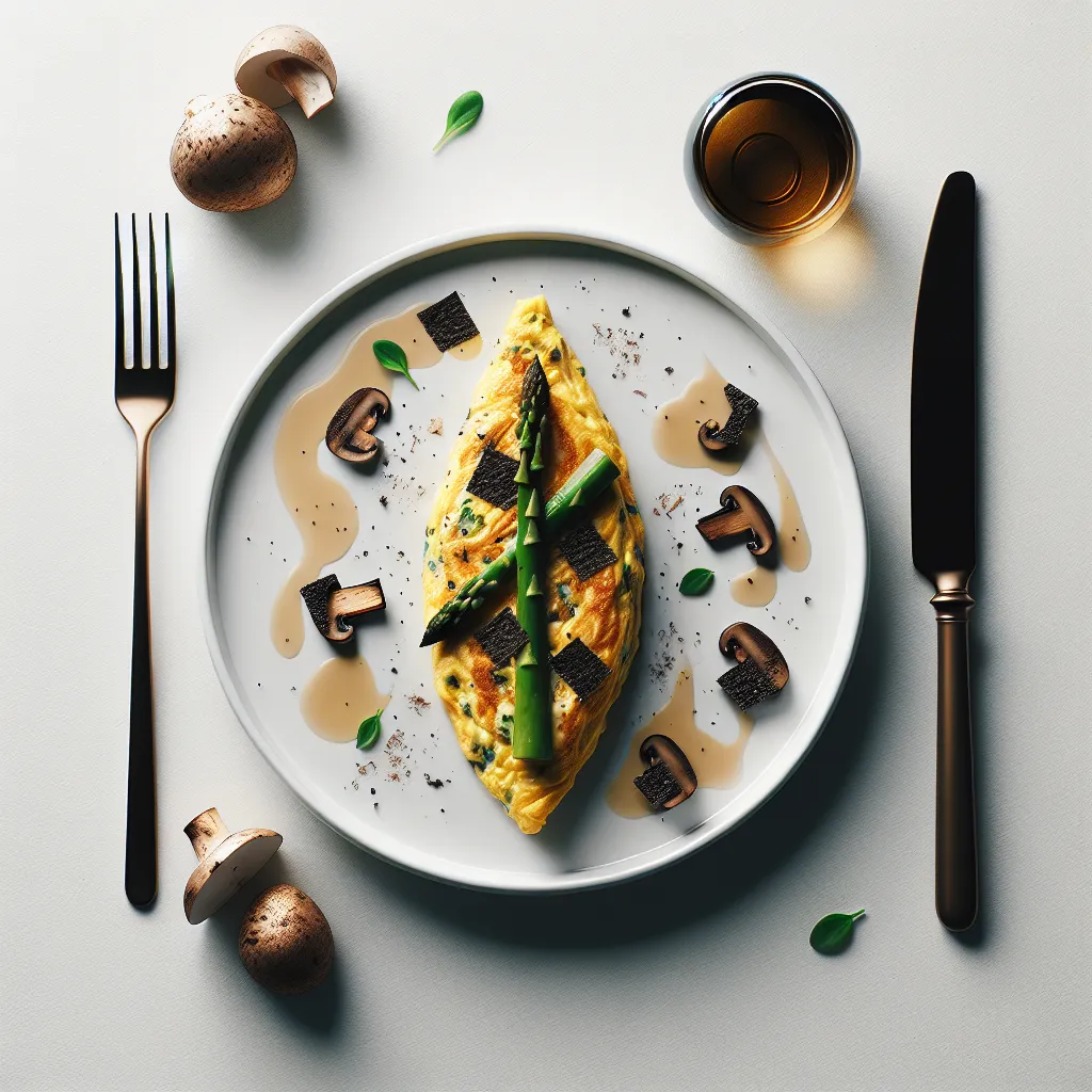 Elegant Asparagus and Mushroom Omelette with Truffle Oil