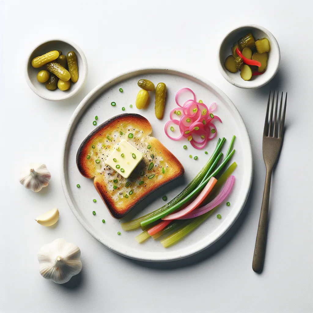 Garlic Chive and Butter Toast with Pickled Vegetables