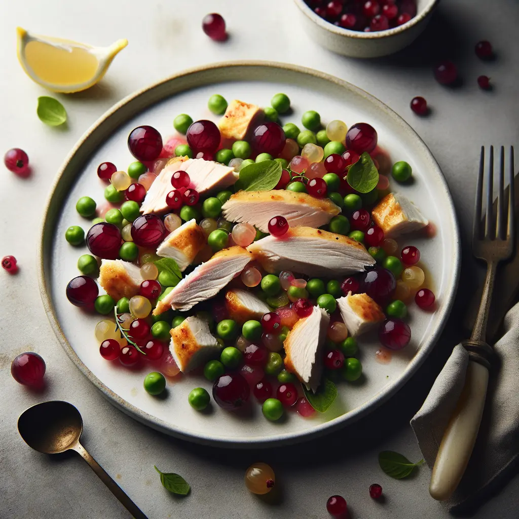 Gooseberry and Pea Chicken Salad with Currant Dressing