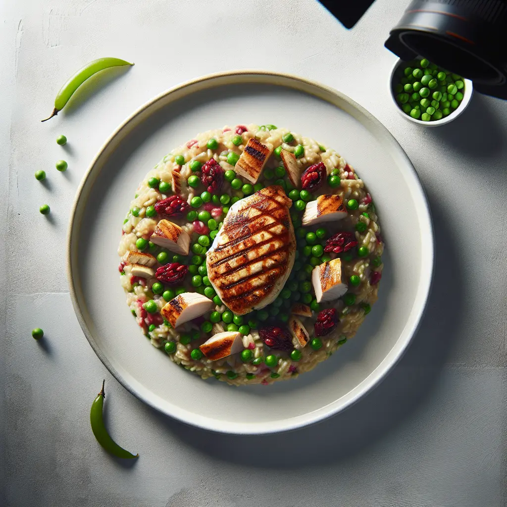 Gooseberry and Pea Risotto with Grilled Chicken