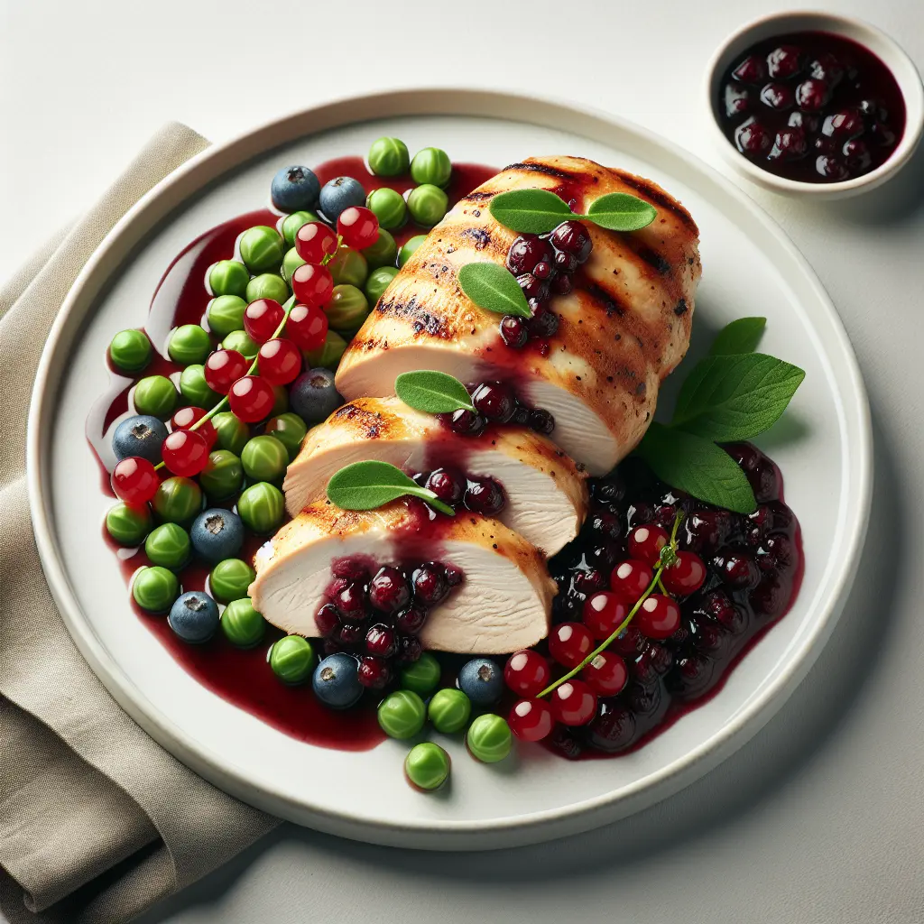 Gooseberry and Pea Stuffed Chicken Breast with Currant Sauce