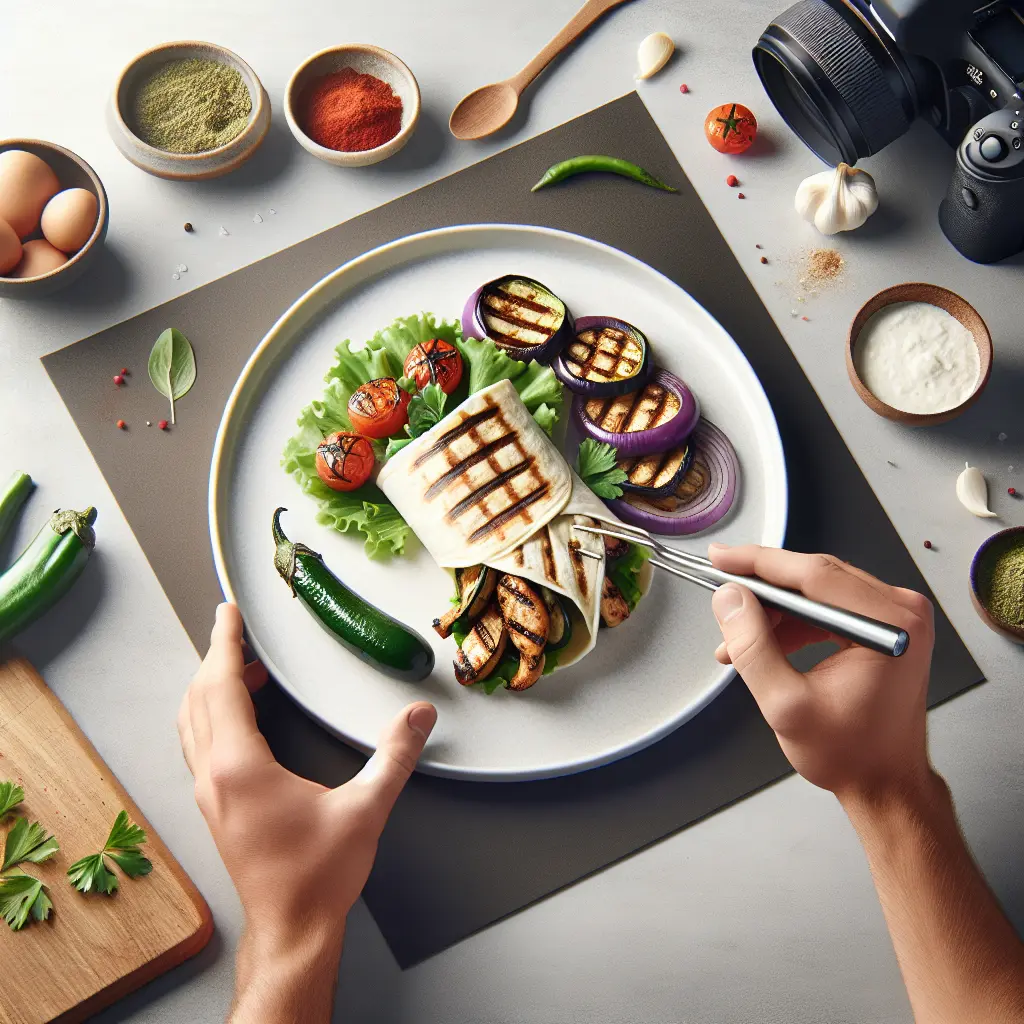 Grilled Aubergine and Chicken Wrap