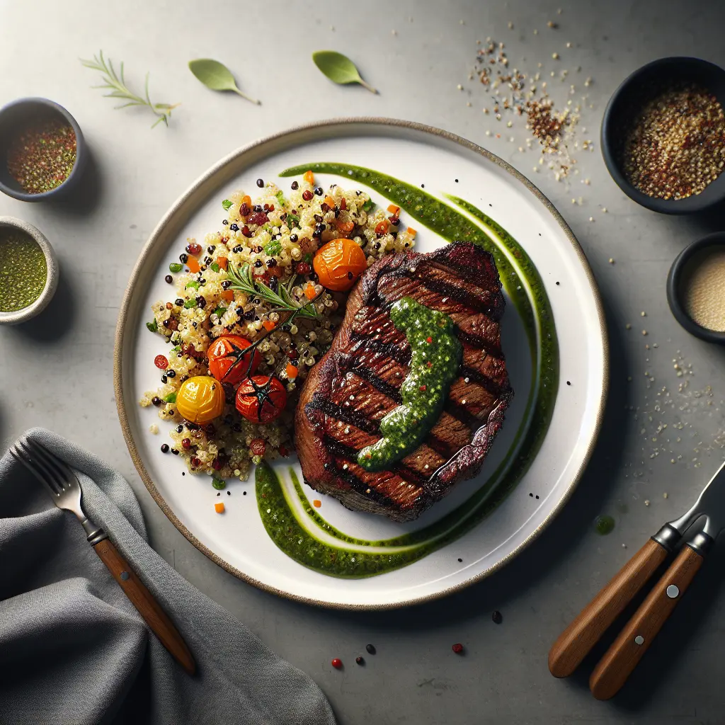Grilled Beef Steak with Chimichurri and Quinoa-Free Pilaf