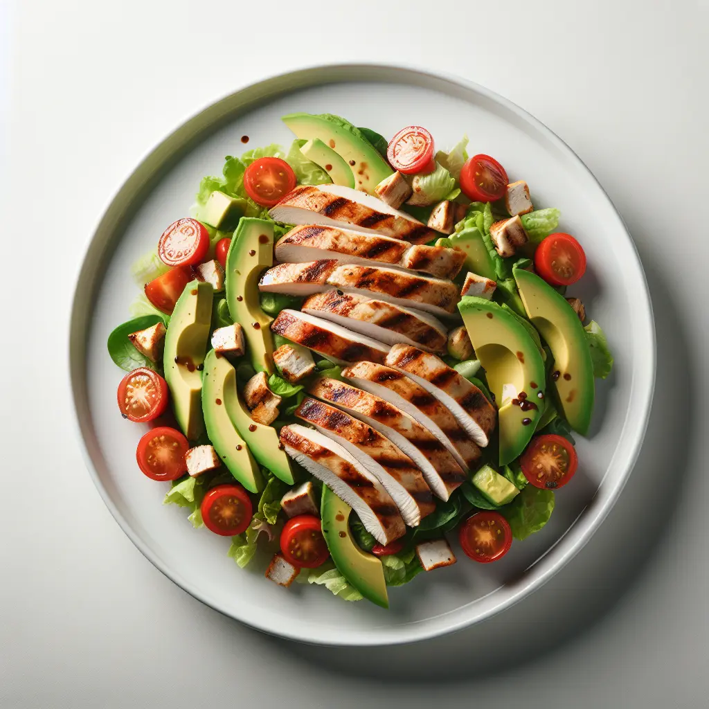 Grilled Chicken Salad with Avocado and Cherry Tomatoes