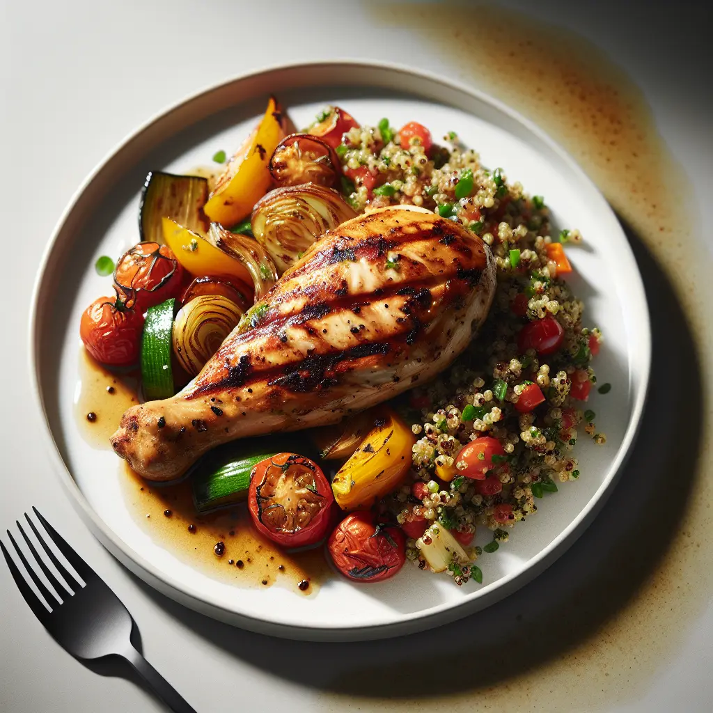 Grilled Chicken with Roasted Vegetables and Quinoa-Free Tabouleh