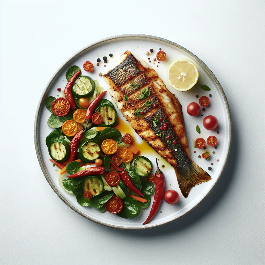 Spicy Grilled Cod with Mediterranean Vegetables