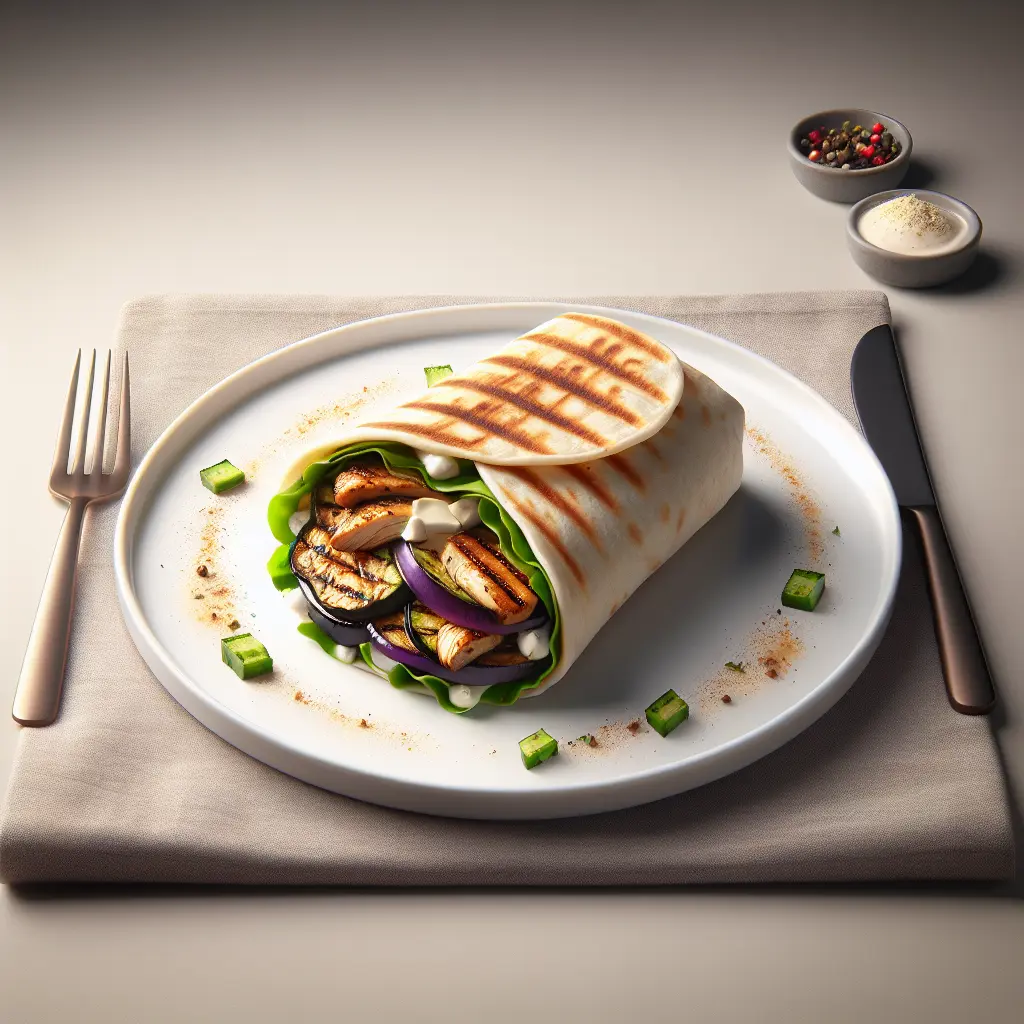 Grilled Eggplant and Chicken Wrap