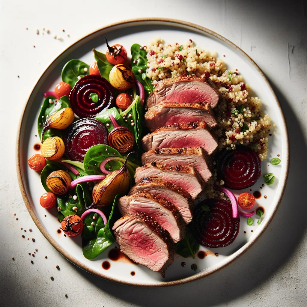 Grilled Lamb with Roasted Beetroot and Quinoa Salad