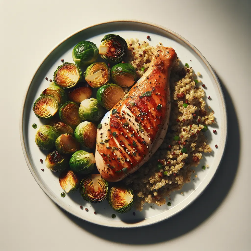 Grilled Lemon Herb Chicken with Quinoa and Roasted Brussels Sprouts