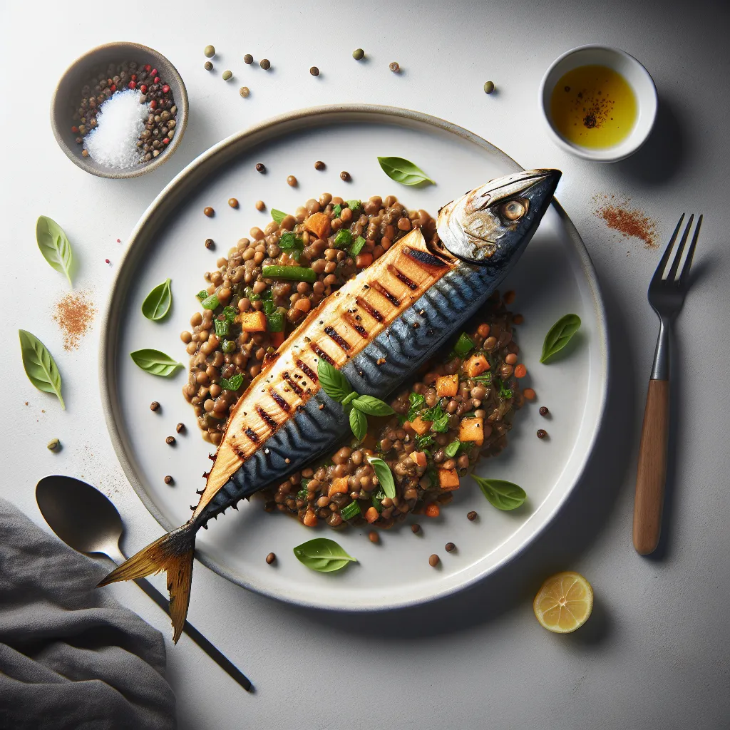 Grilled Mackerel with Warm Lentil Salad