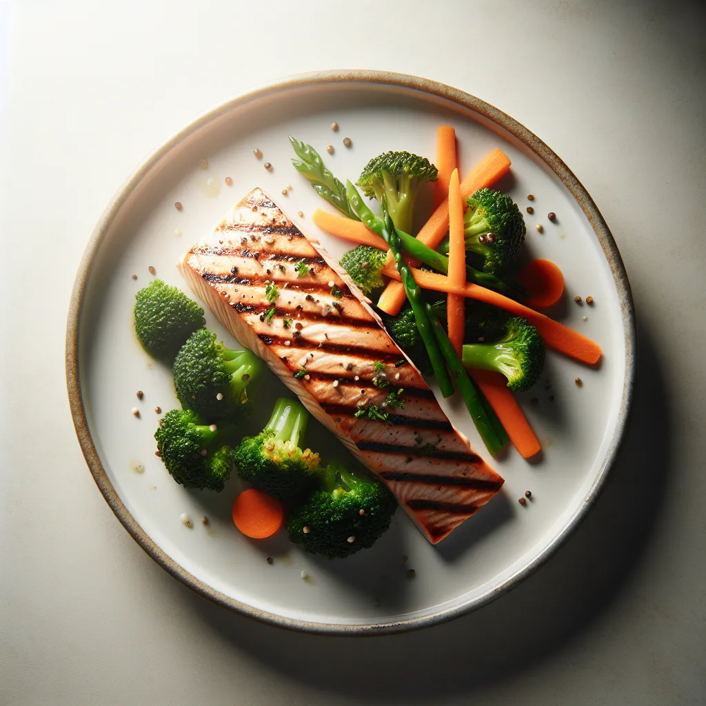 Grilled Salmon with Broccoli and Carrot Salad