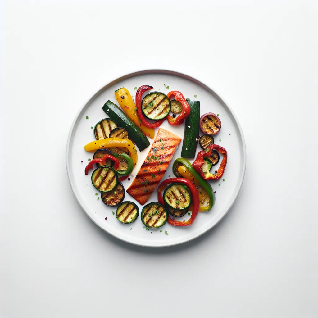 Spicy Grilled Salmon with Mediterranean Vegetables