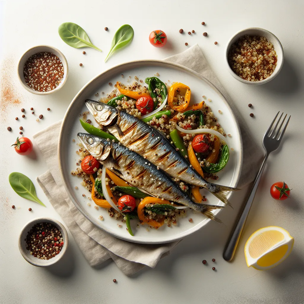 Grilled Sardines with Quinoa and Roasted Vegetables