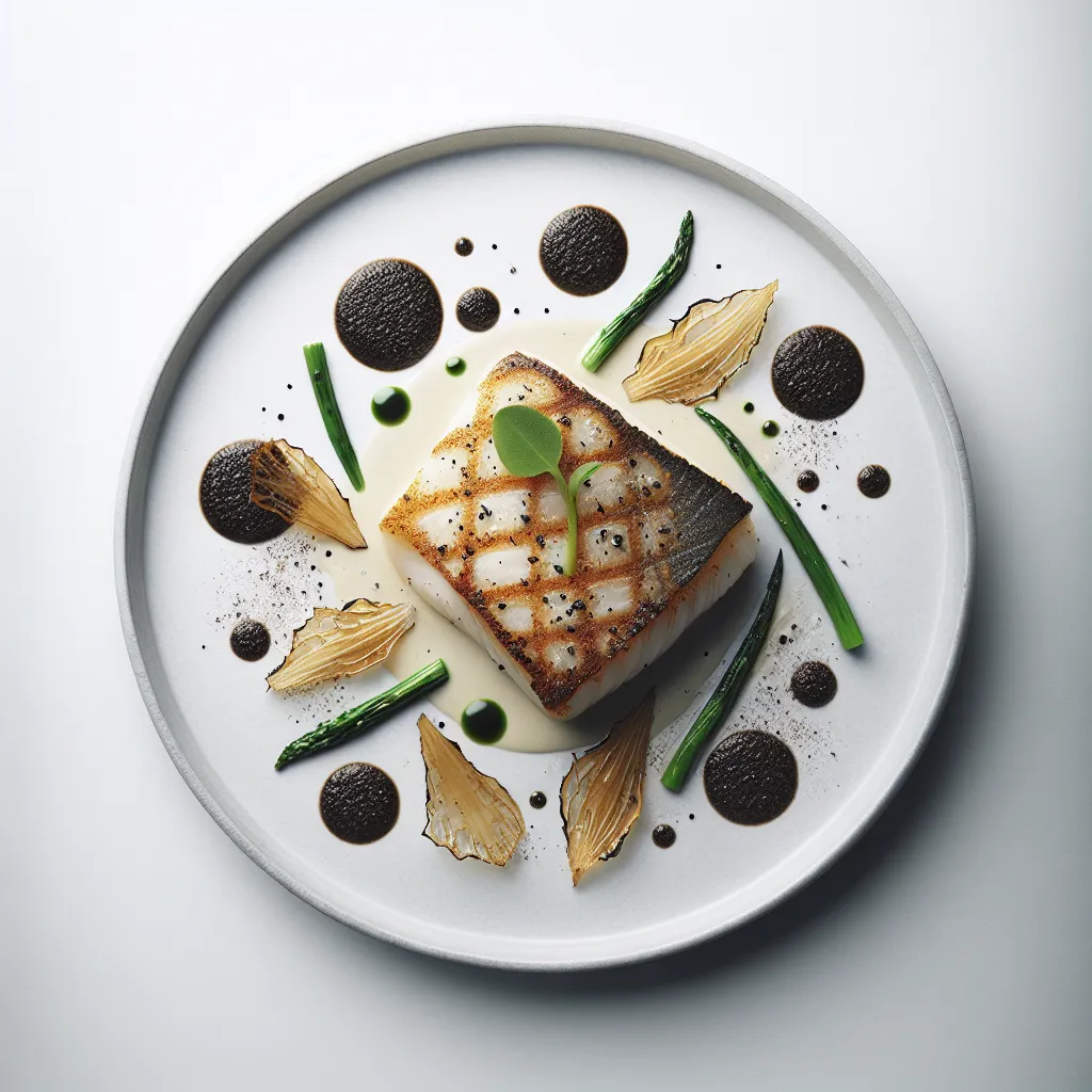 Grilled Turbot with Salsify and Black Truffle Vinaigrette