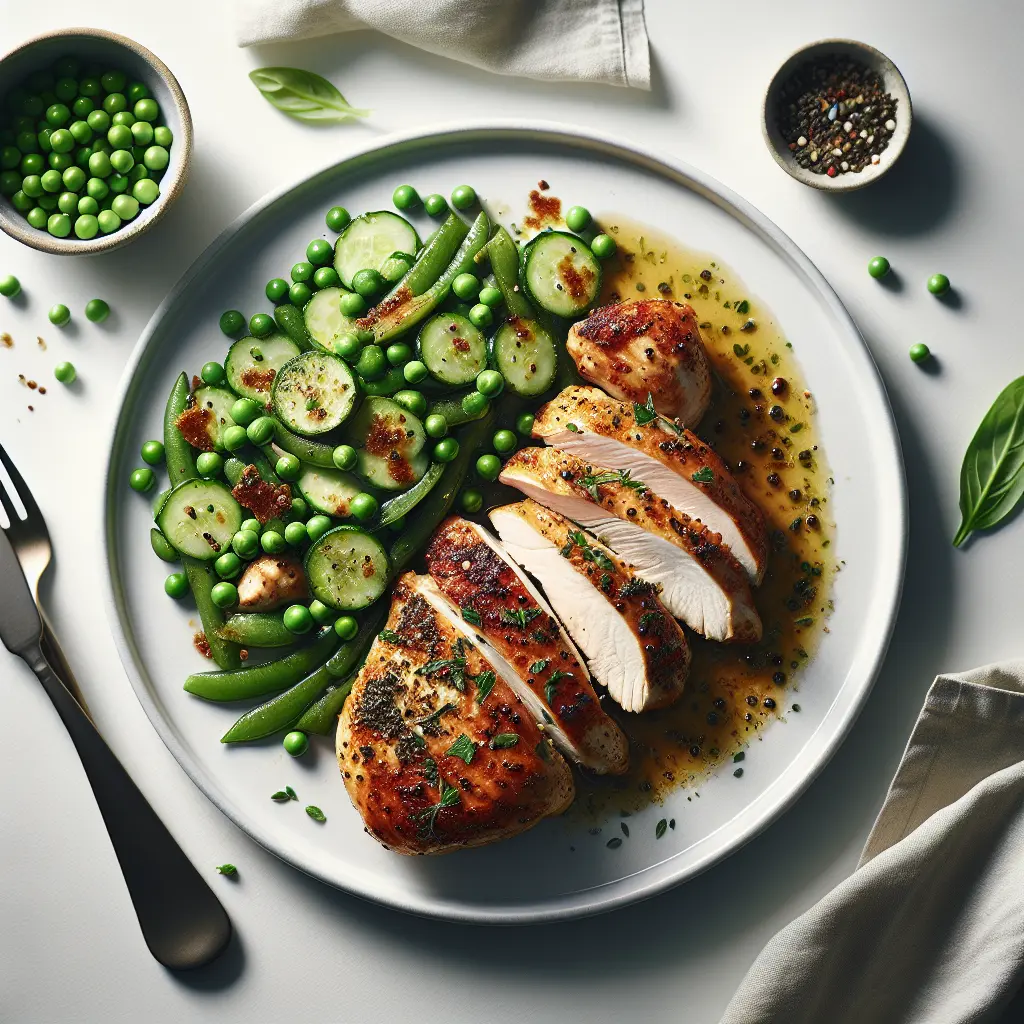 Herb-Crusted Chicken with Pea and Cucumber Salad