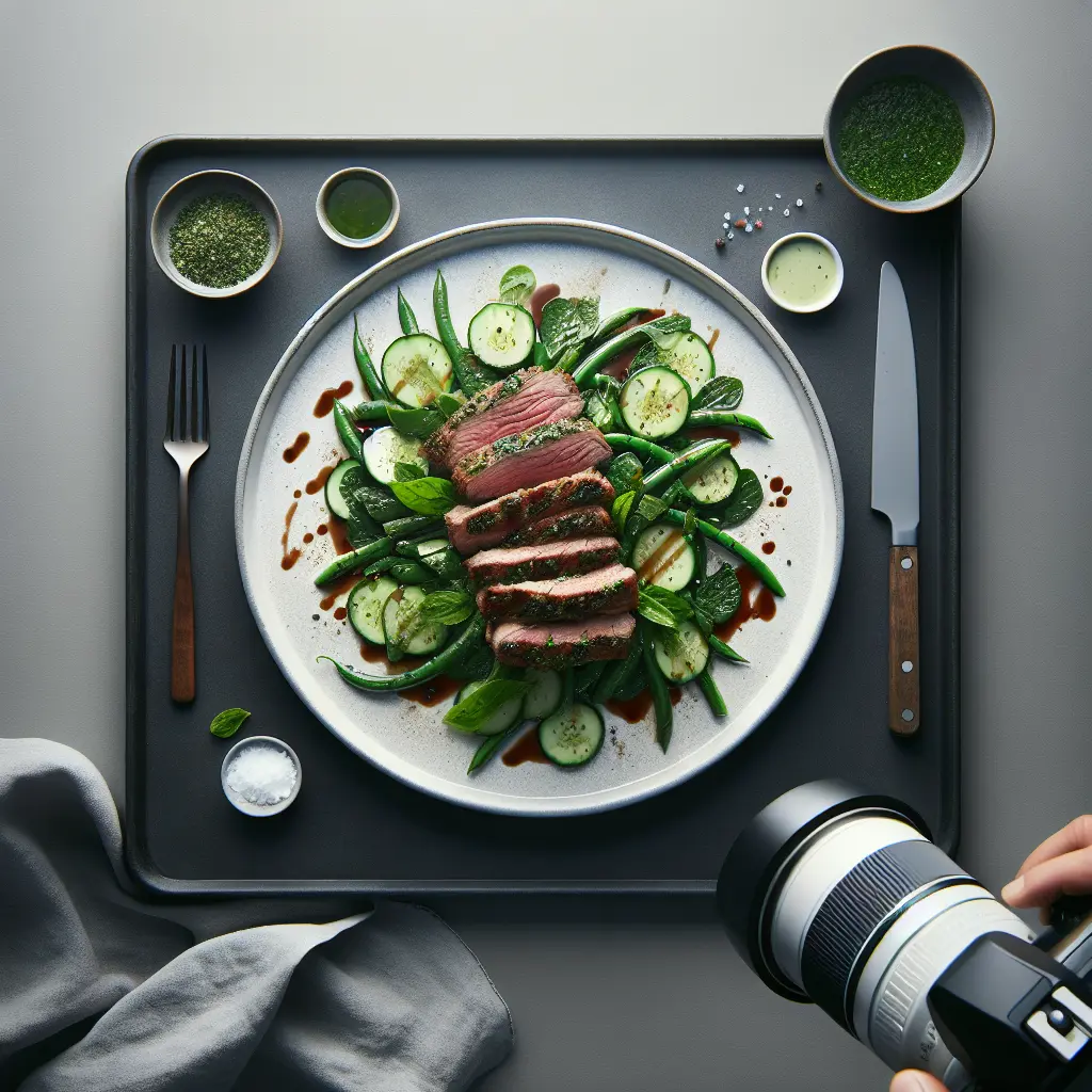 Herb-Crusted Lamb with Cucumber and Green Bean Salad