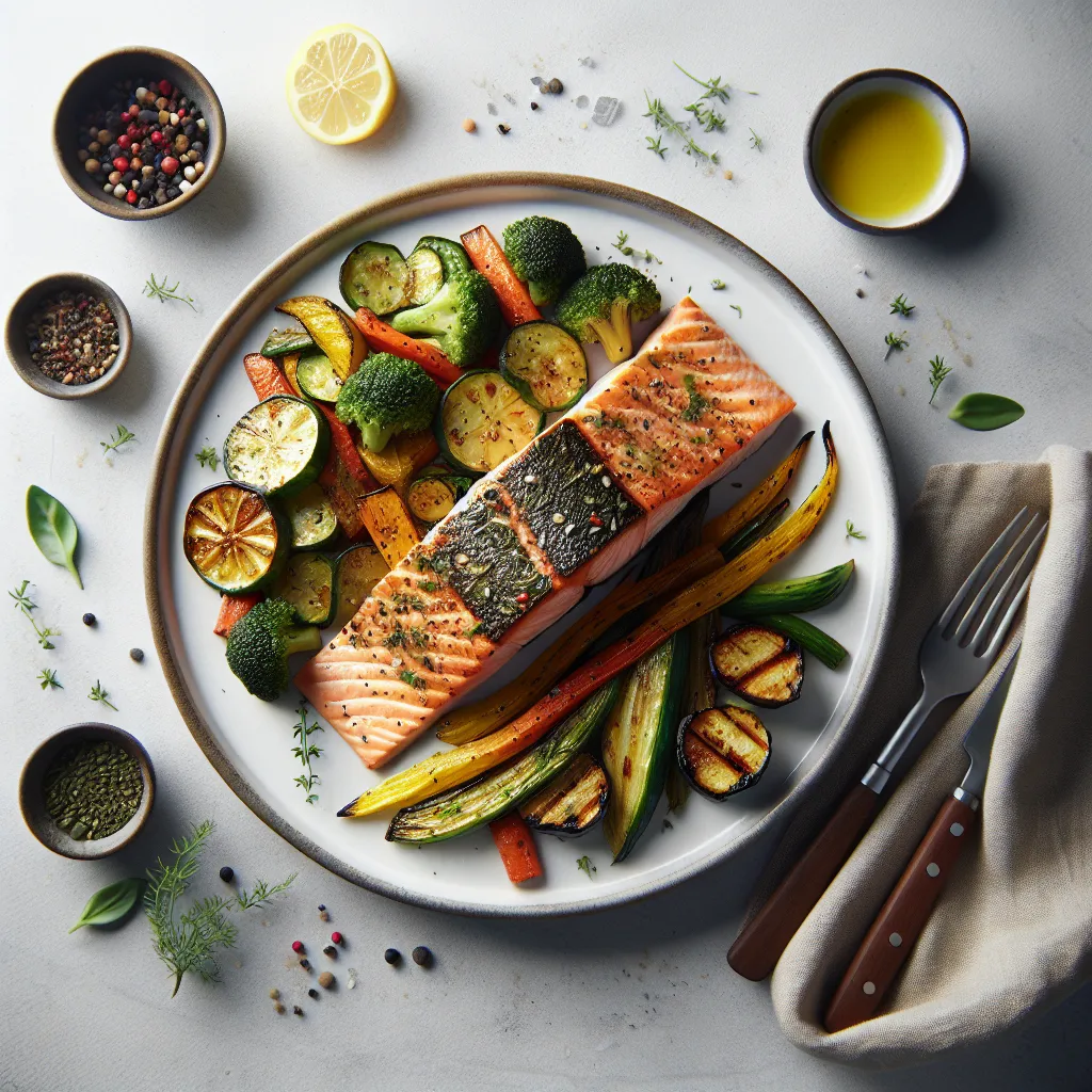Keto Herb-Crusted Salmon with Roasted Vegetables