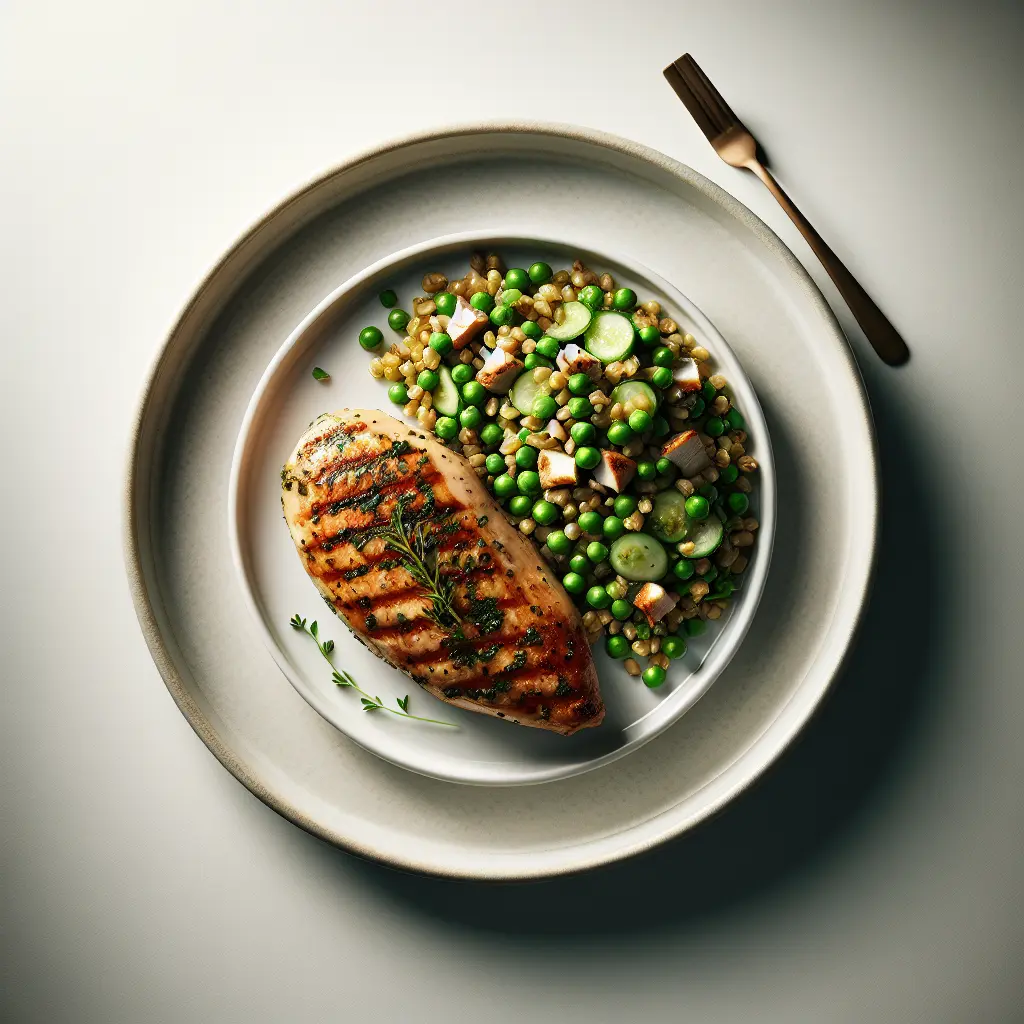 Herb-Marinated Grilled Chicken with Pea and Cucumber Farro Salad