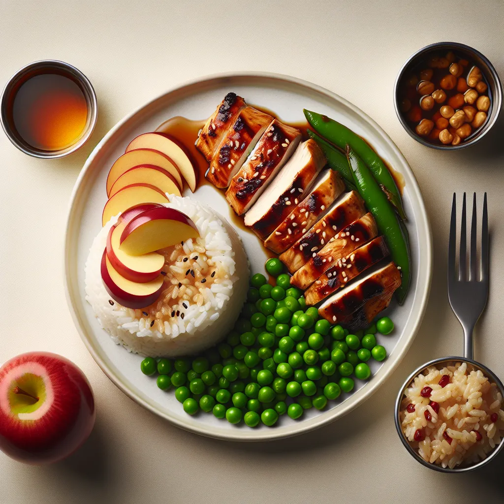 Japanese Teriyaki Chicken with Tinned Peas and Apple Rice Cups
