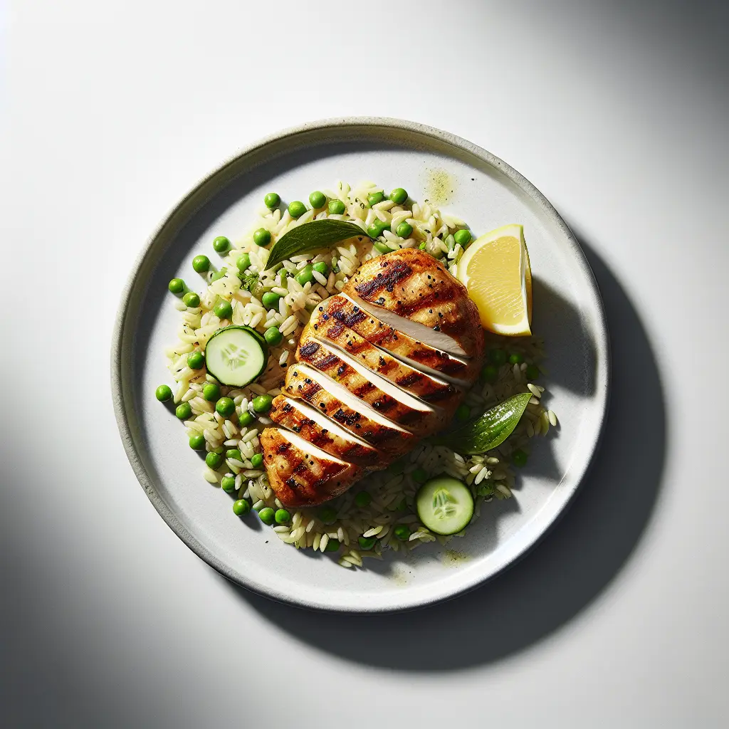 Lemon Herb Grilled Chicken with Pea and Cucumber Orzo