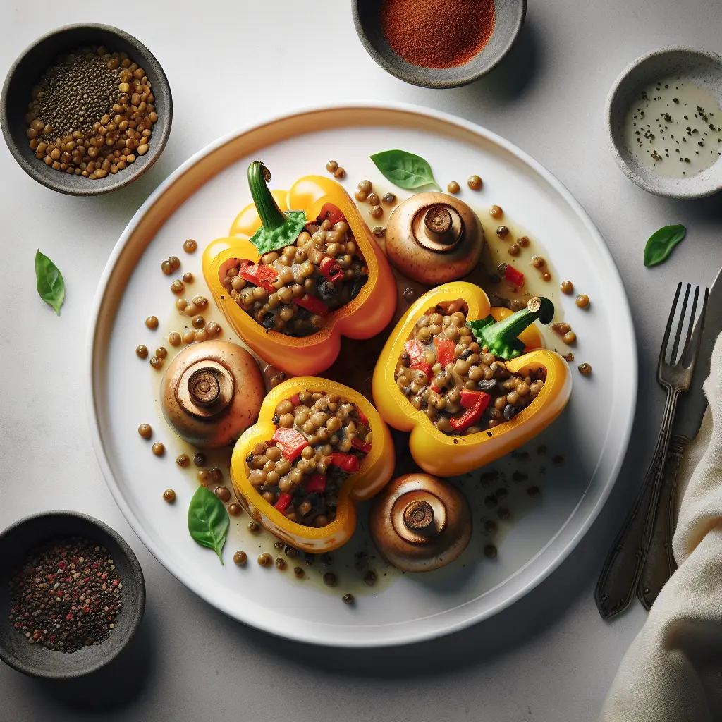 Lentil and Mushroom Stuffed Bell Peppers