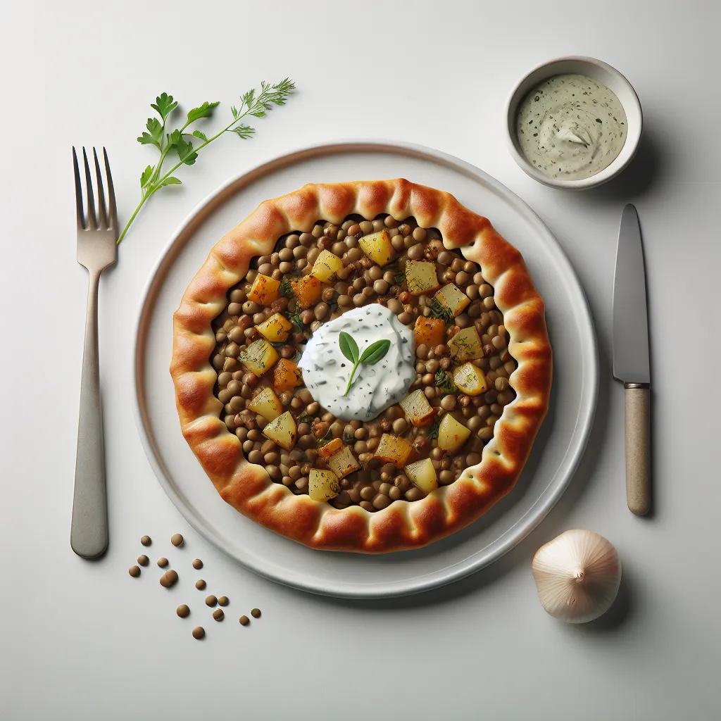 Gourmet Lentil and Potato Galette with Herb Yogurt Sauce