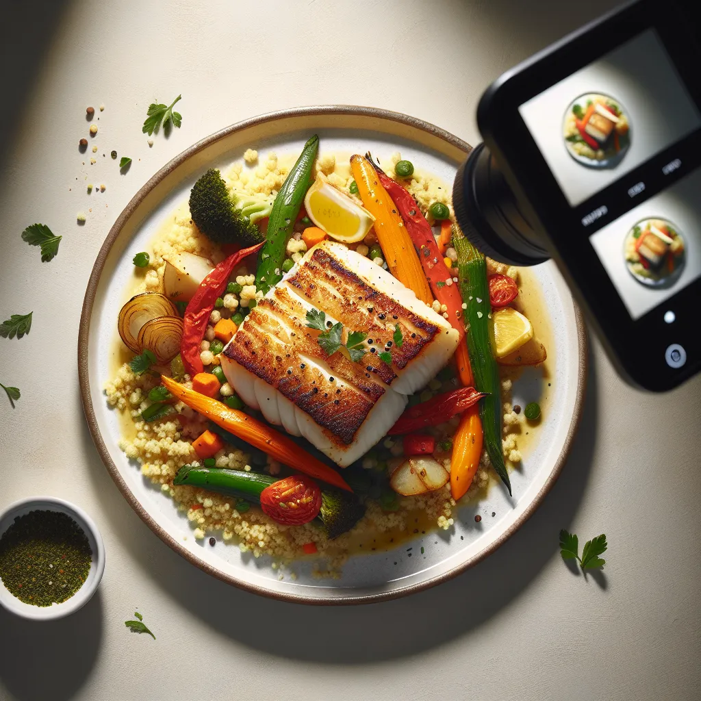 Mediterranean Baked Cod with Couscous and Roasted Vegetables