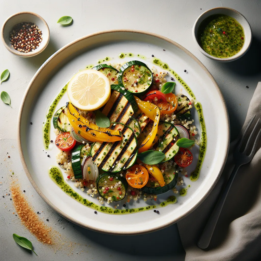 Mediterranean Grilled Vegetable and Quinoa Salad with Lemon Herb Dressing