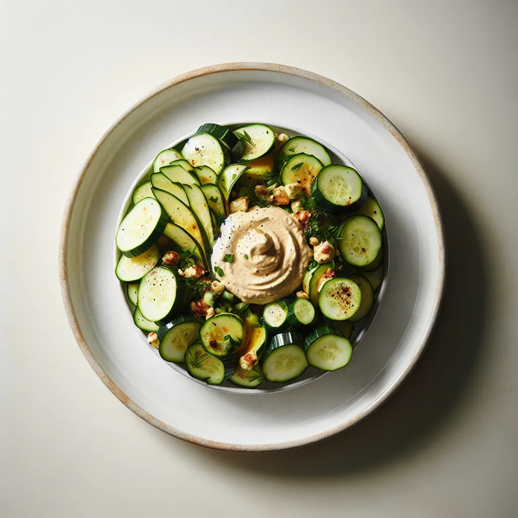Mediterranean Zucchini and Cucumber Salad with Hummus