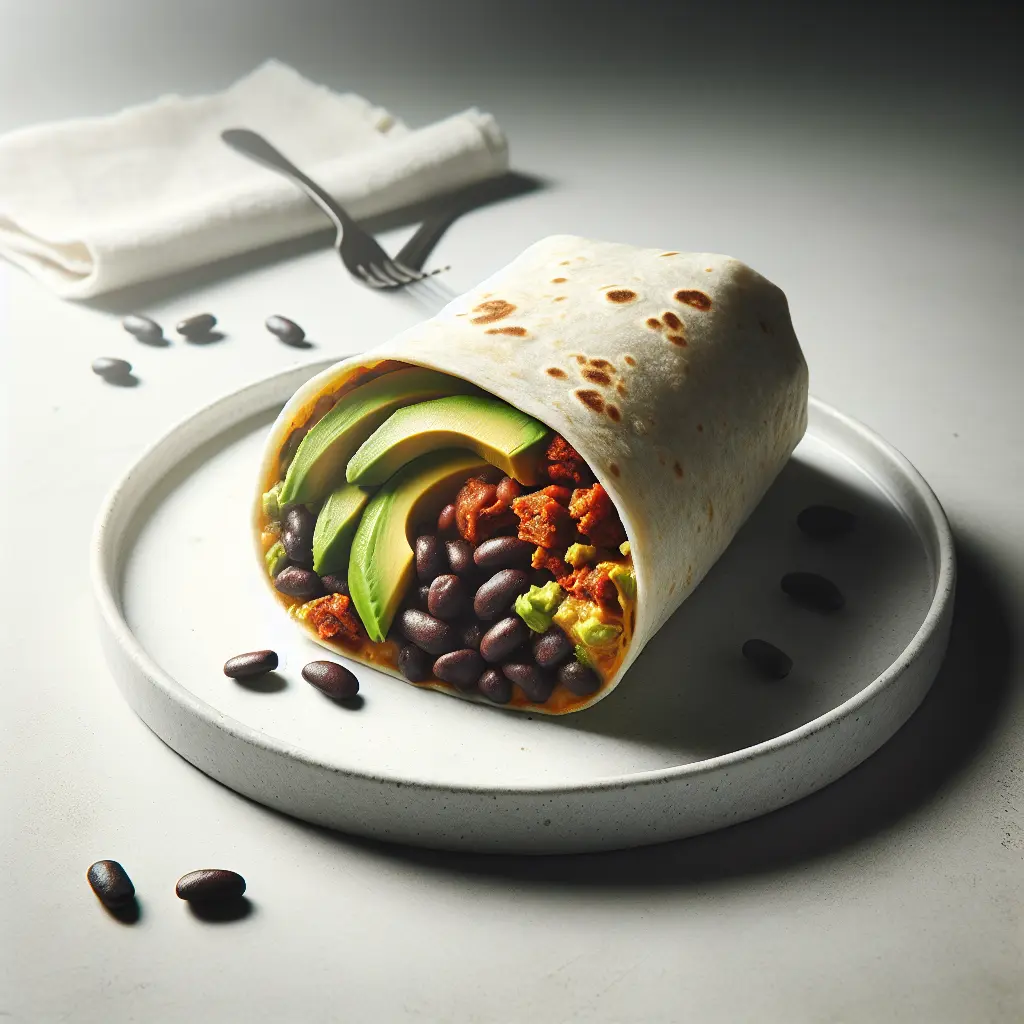 Mexican Breakfast Burrito with Black Beans and Avocado