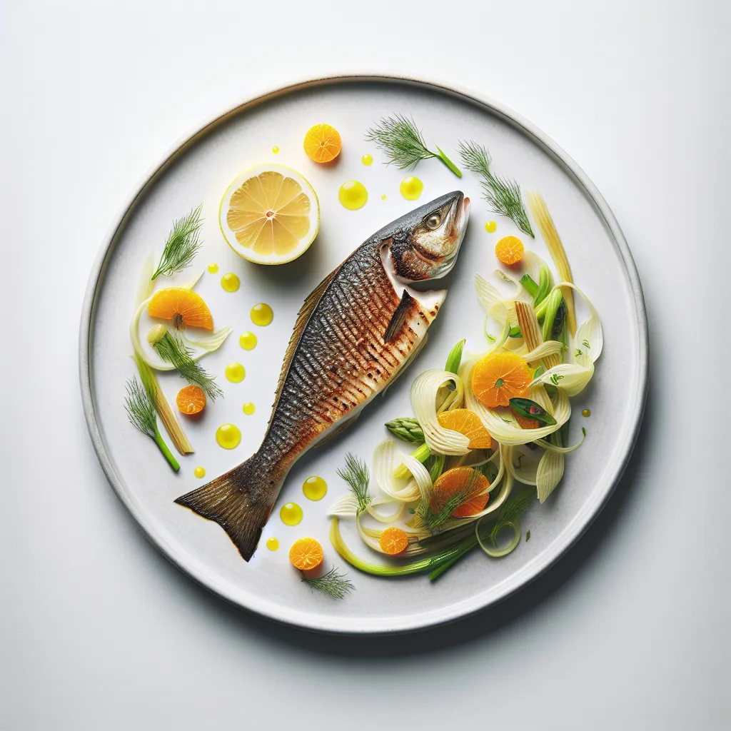 Pan-Seared Sea Bass with Saffron-Infused Fennel and Citrus Salad