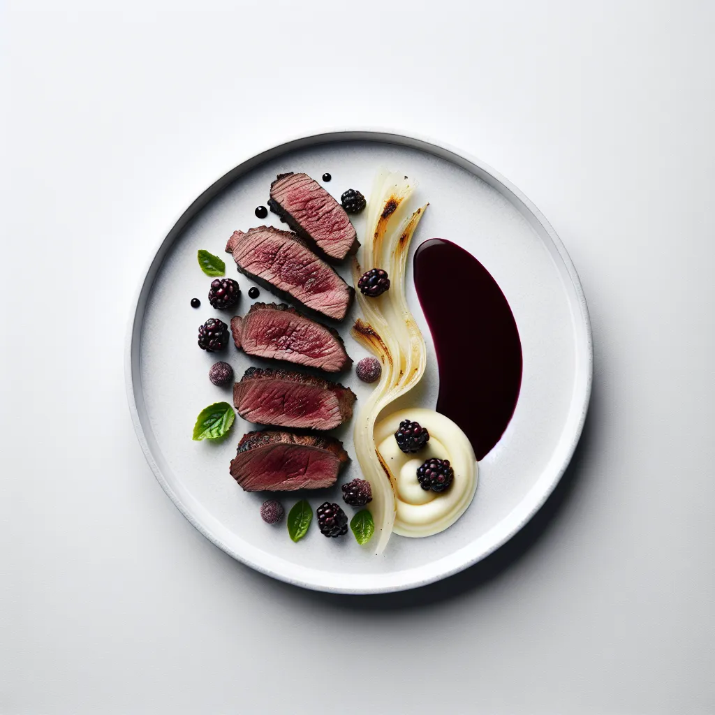 Pan-Seared Venison with Blackberry Sauce and Celeriac Purée