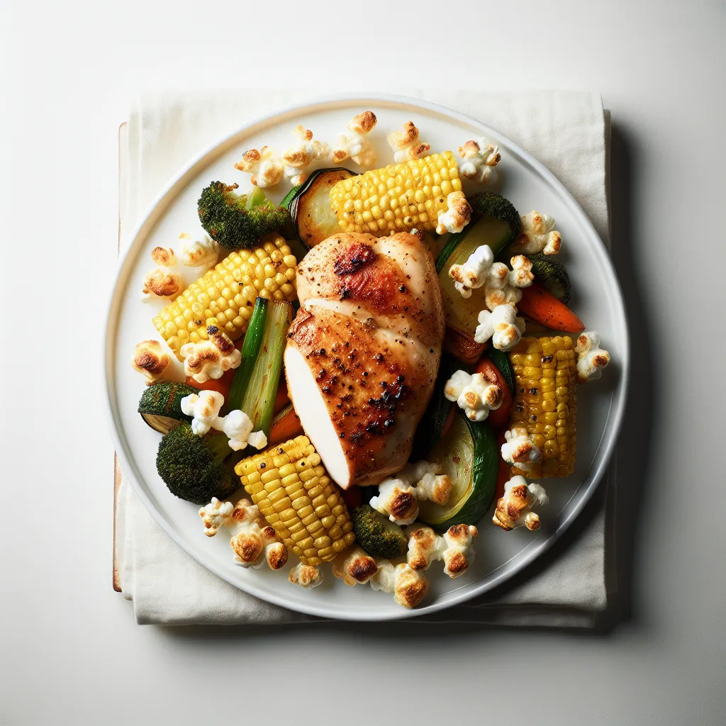 Popcorn Crusted Chicken with Roasted Vegetables